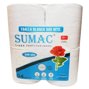 Papel Toalla Sumac Jumbo Blanco 300 Mts 4 Rollos